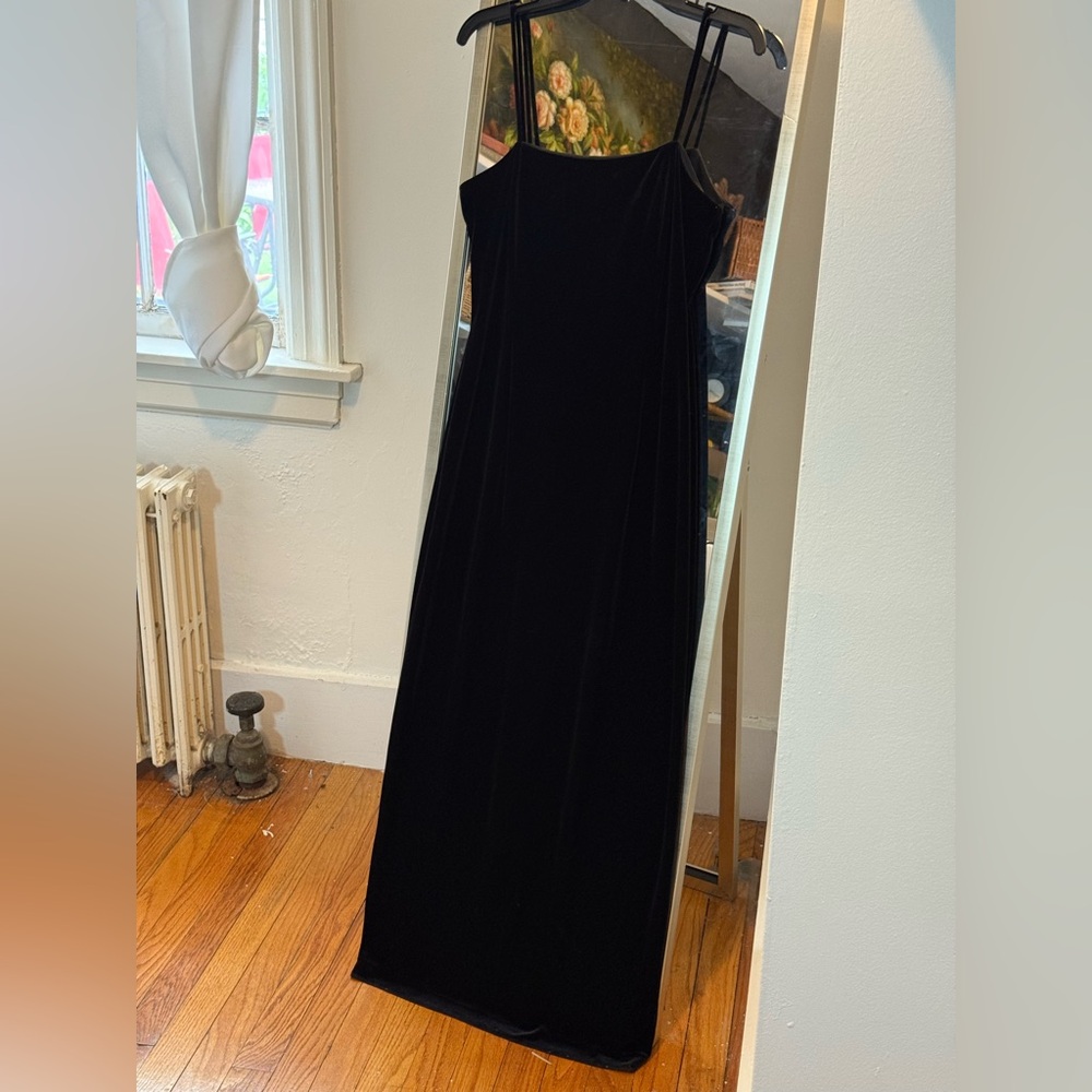 R&M Richards Black Spaghetti Strap Slip Maxi Dress
